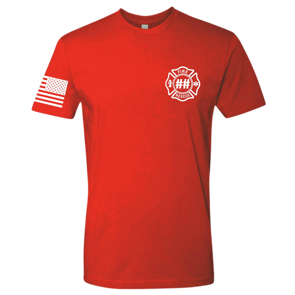 Custom Fire/Rescue Shirt - Red with White Lettering