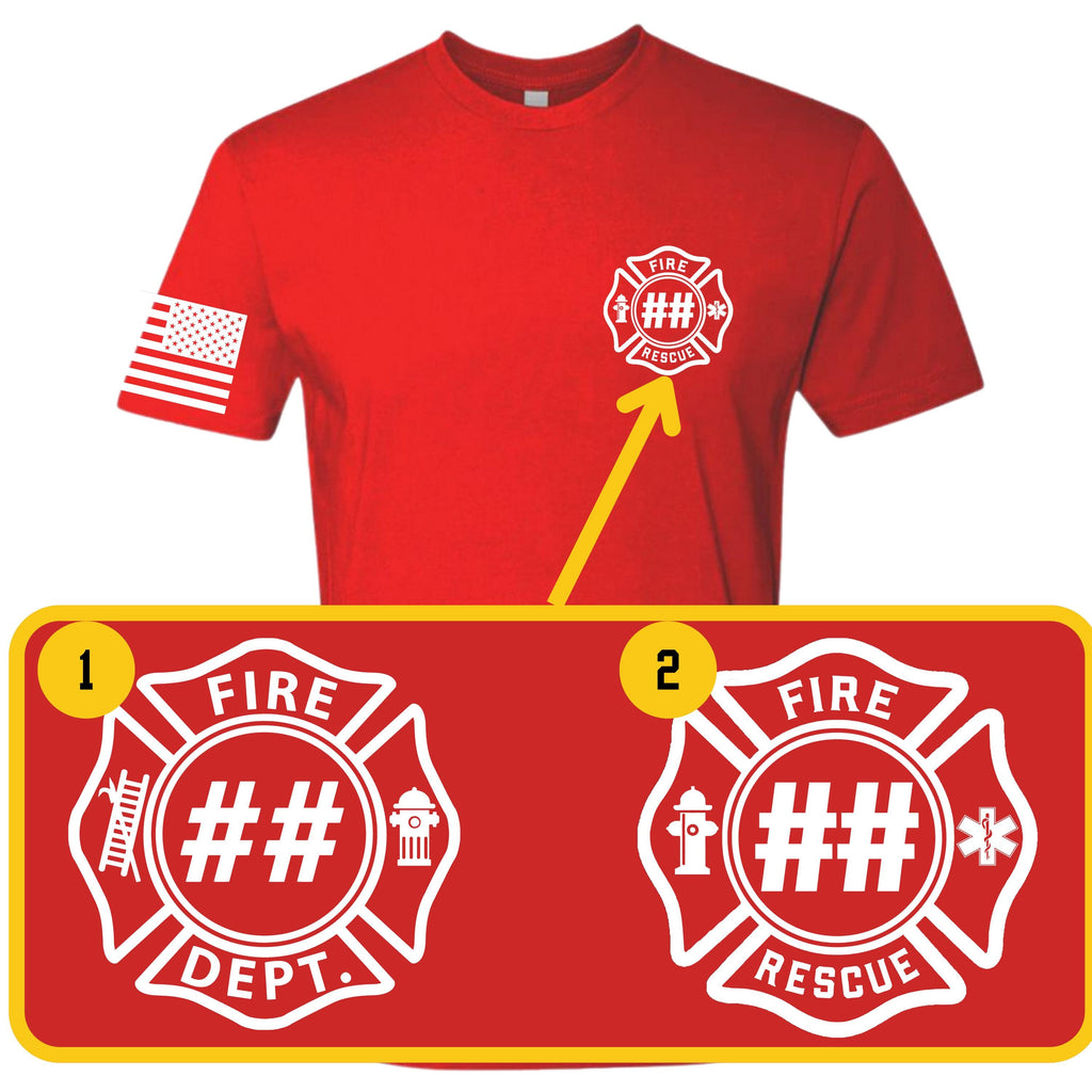 Custom Fire/Rescue Shirt - Red with White Lettering