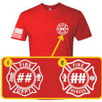 Custom Fire/Rescue Shirt - Red with White Lettering