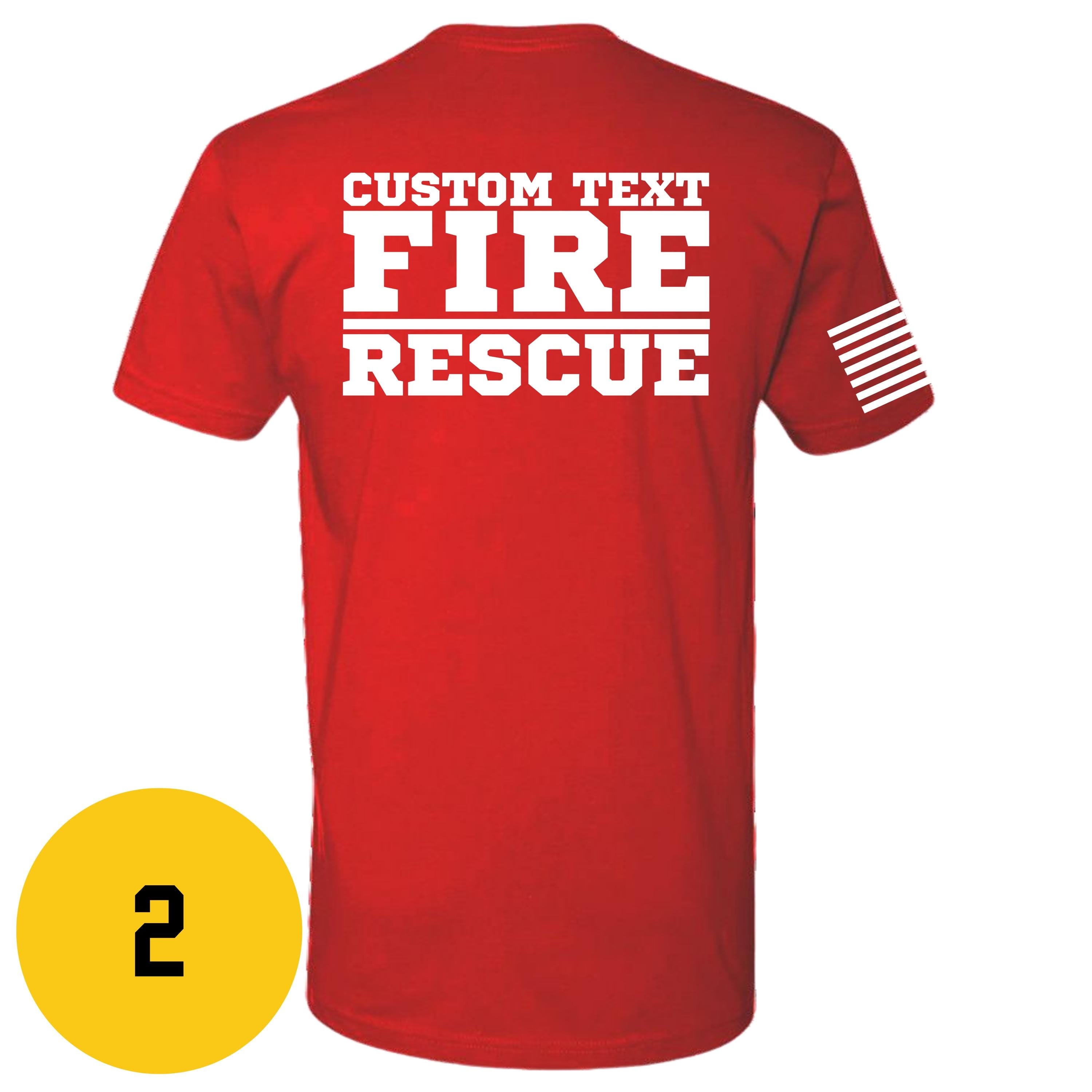 Custom Fire/Rescue Shirt - Red with White Lettering