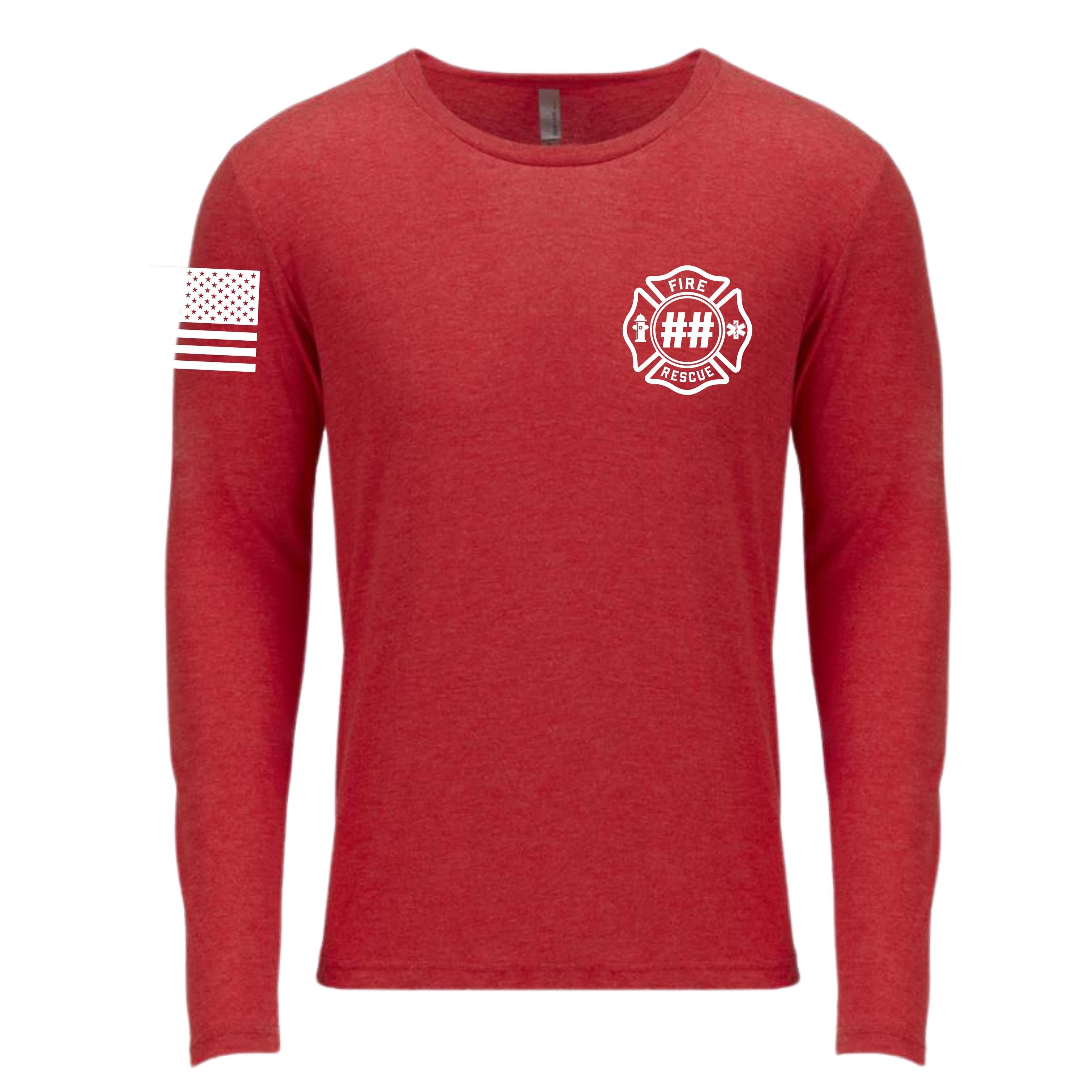 Custom Fire/Rescue Shirt - Red with White Lettering