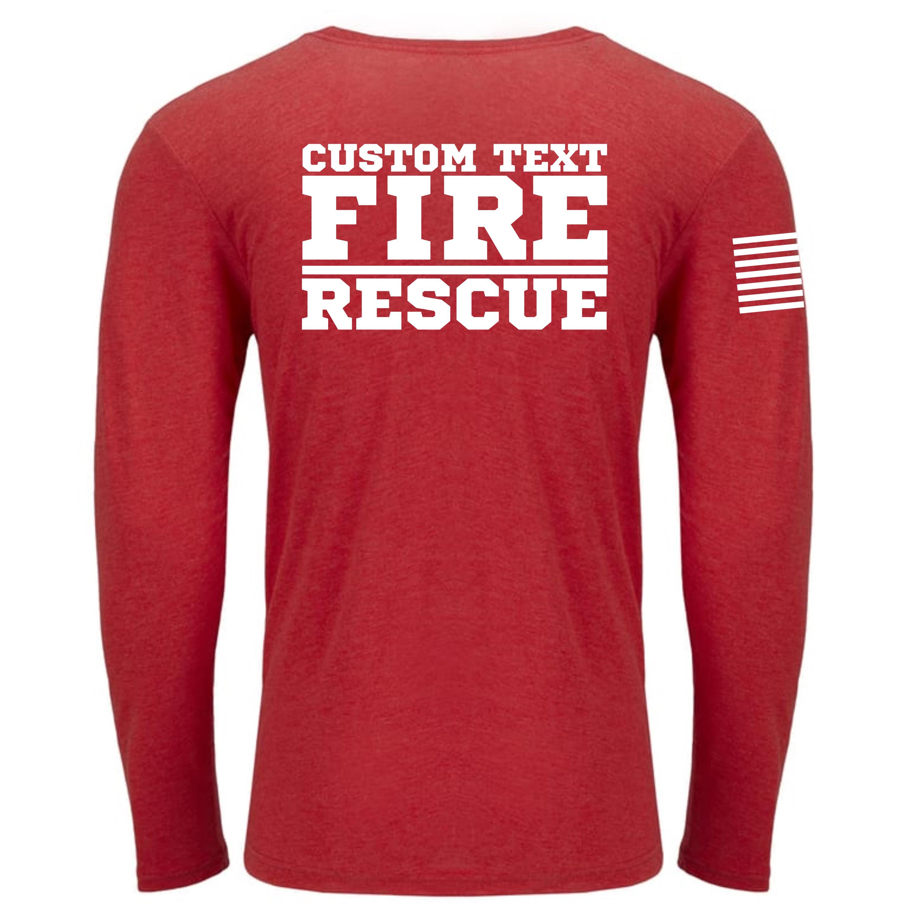 Custom Fire/Rescue Shirt - Red with White Lettering