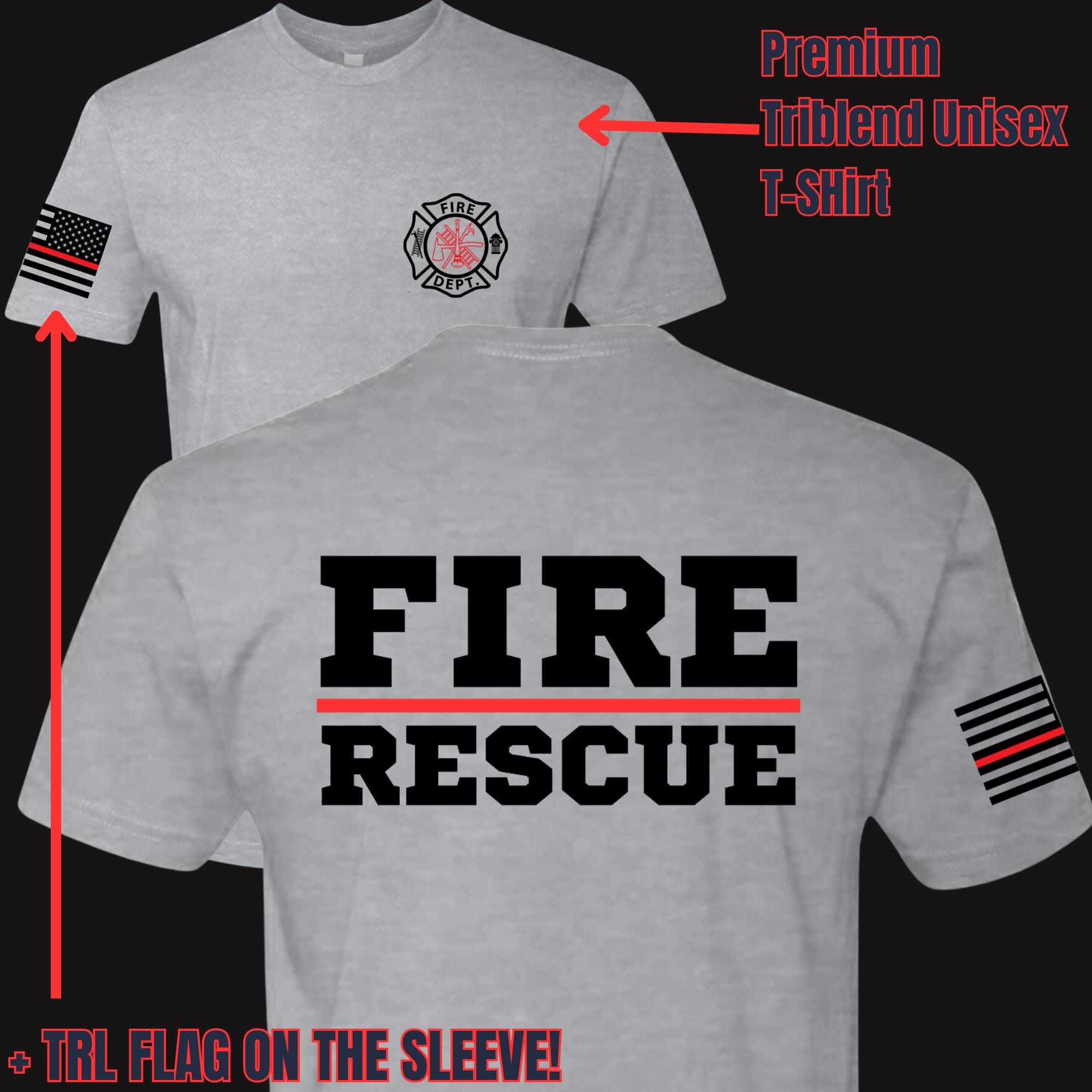Fire/Rescue Shirt with Flag on Sleeve